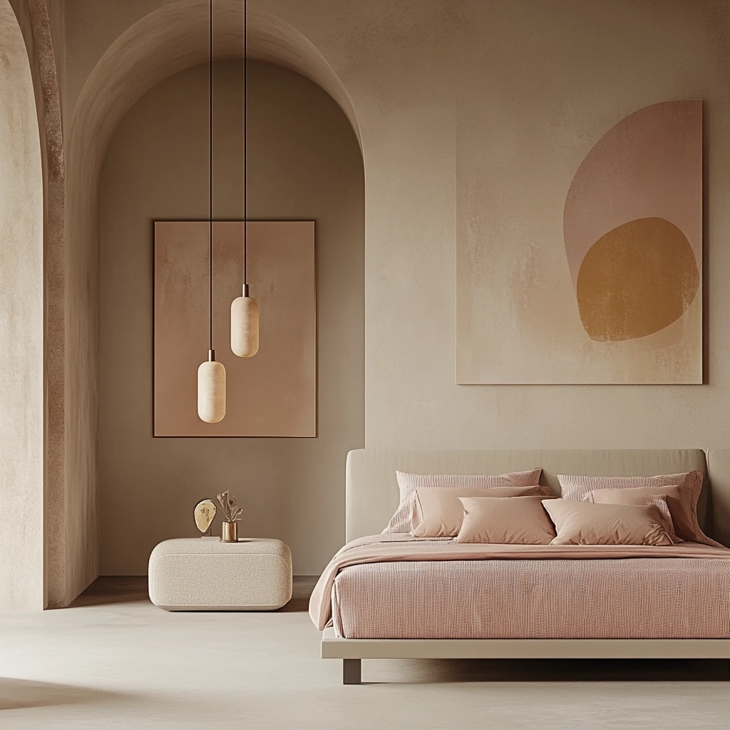 beige and pink bedroom 9