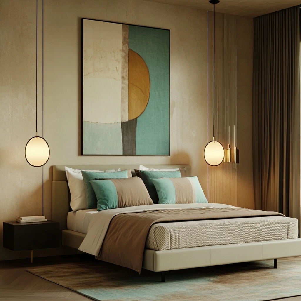 beige and turquoise bedroom 10