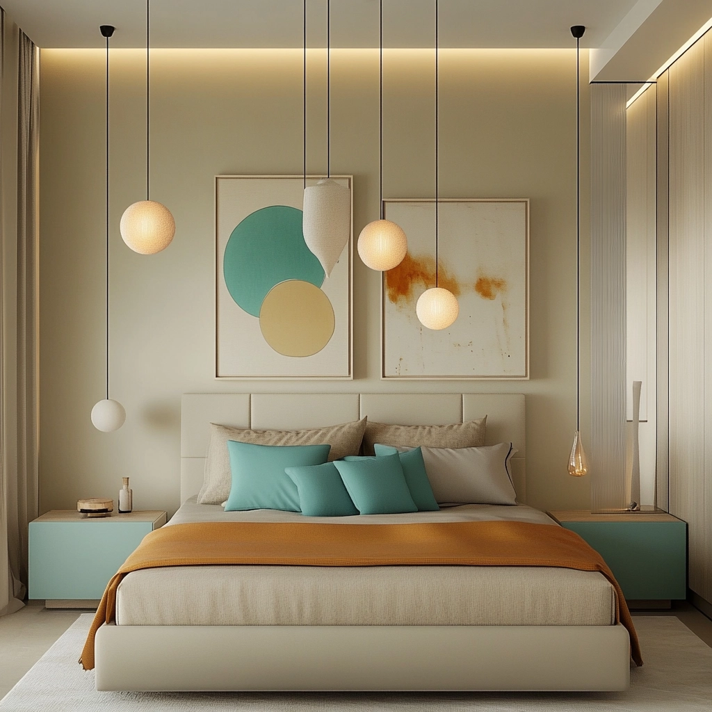 beige and turquoise bedroom 11