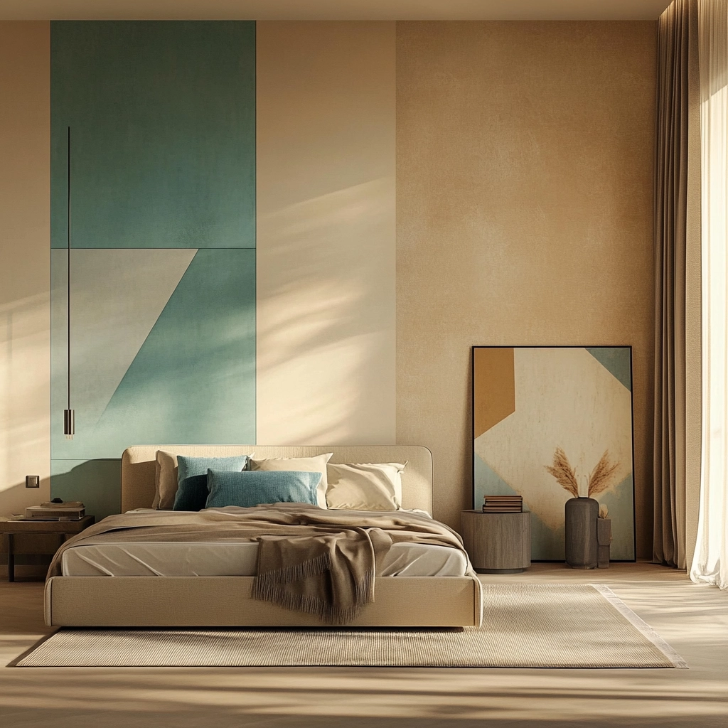 beige and turquoise bedroom 13
