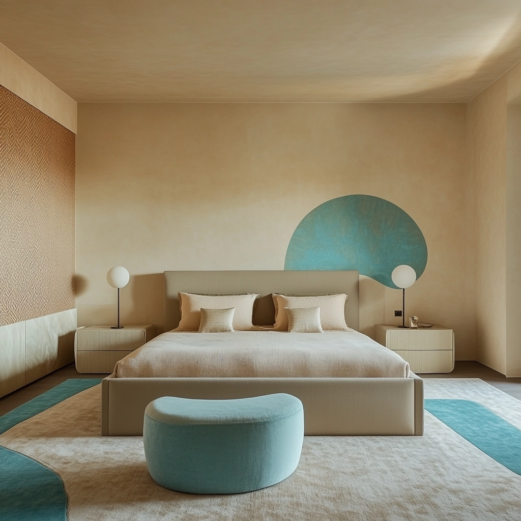 beige and turquoise bedroom 14
