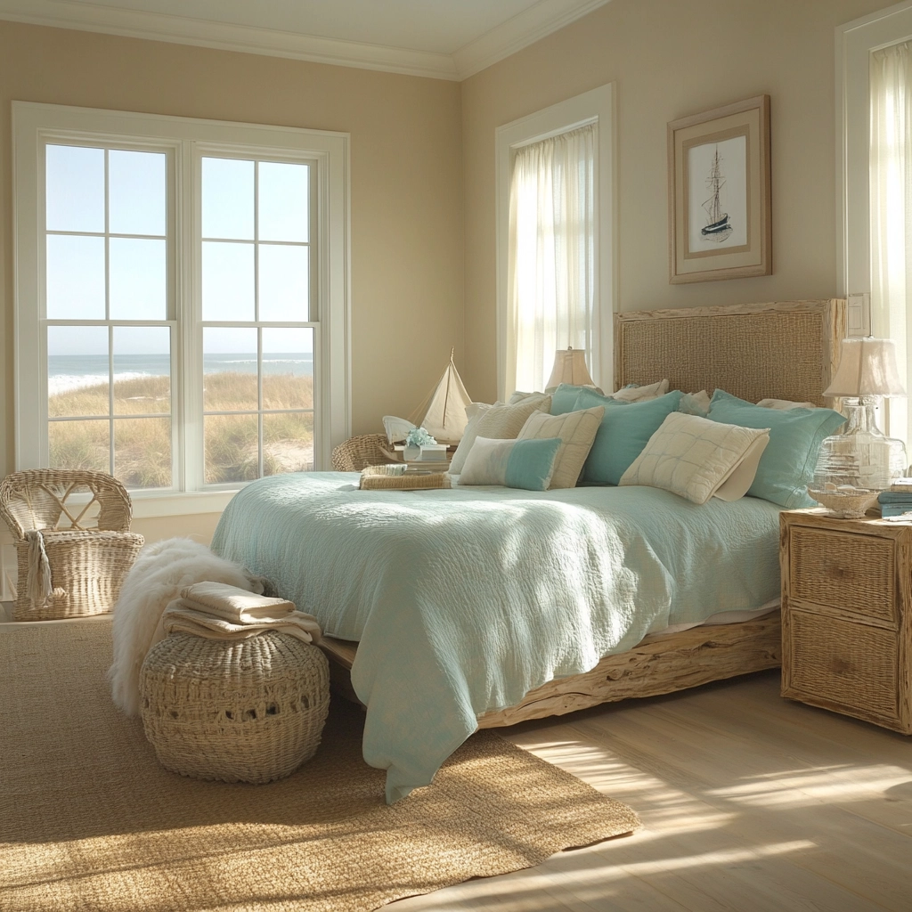 beige and turquoise bedroom 17