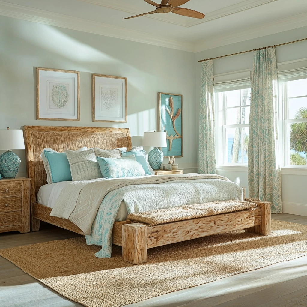 beige and turquoise bedroom 18