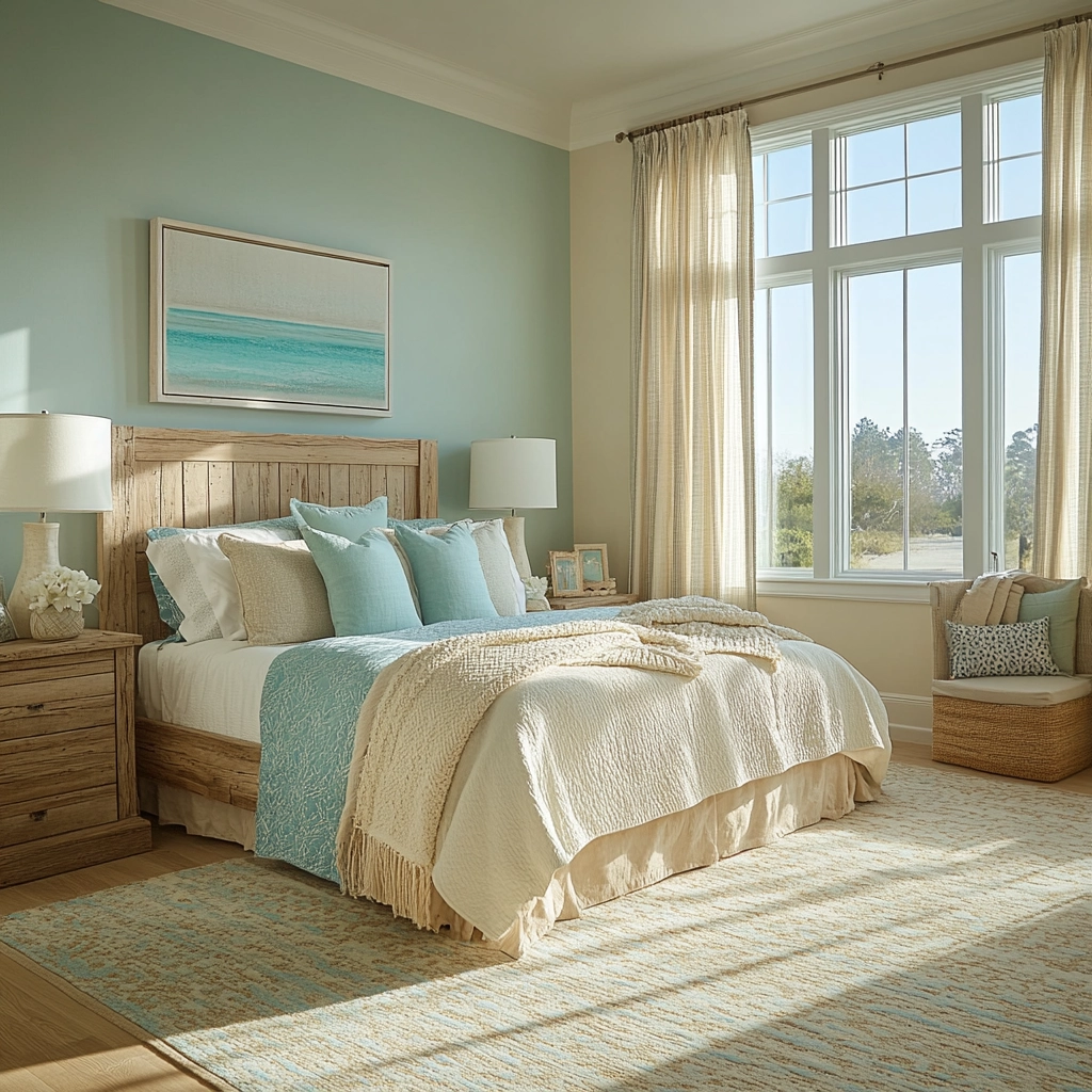 beige and turquoise bedroom 19