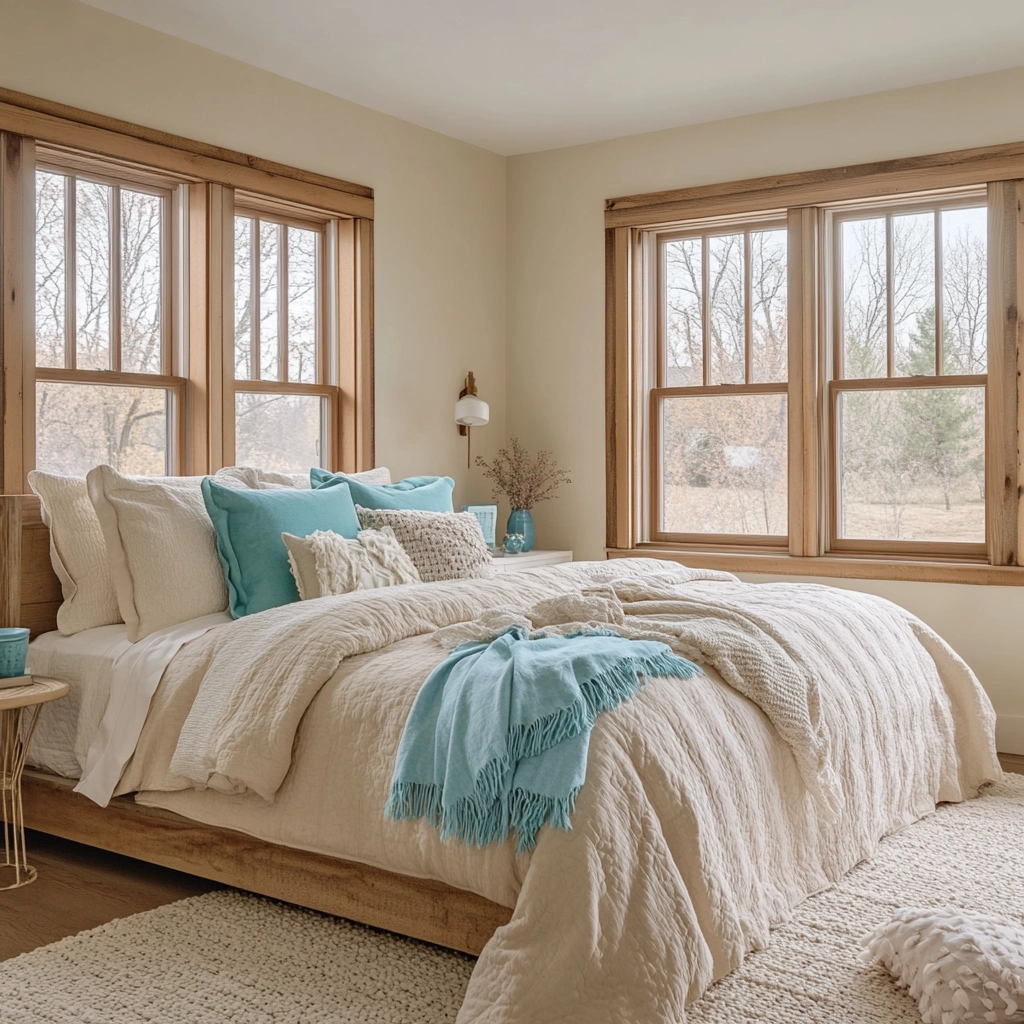 beige and turquoise bedroom 29