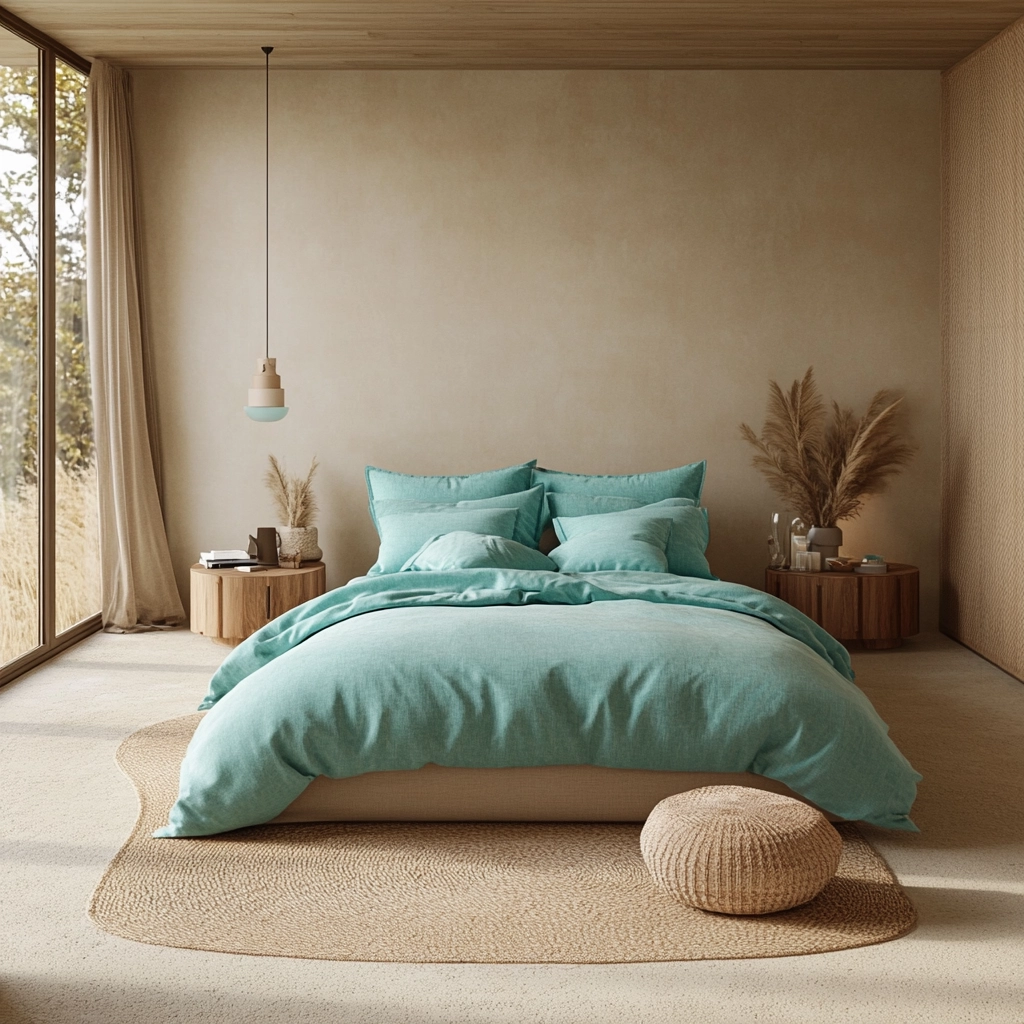 beige and turquoise bedroom 3