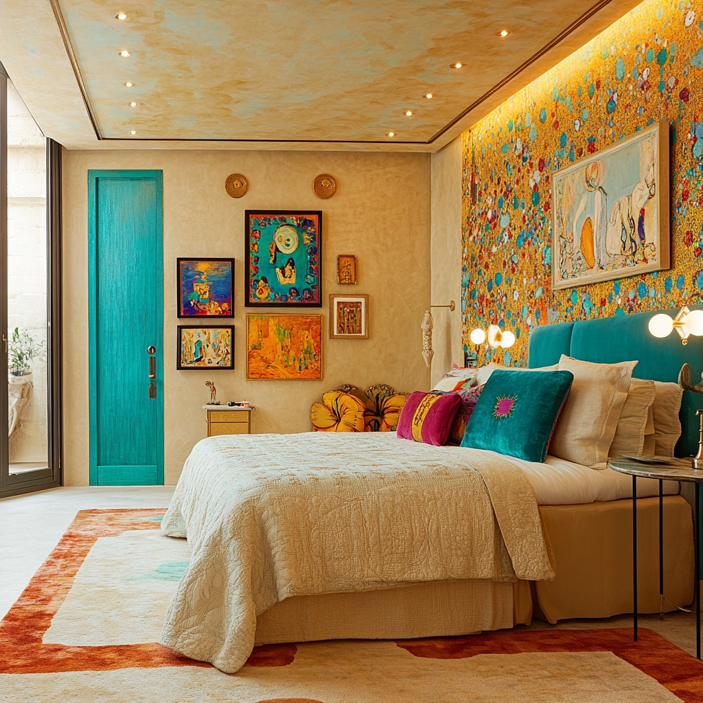 beige and turquoise bedroom 39