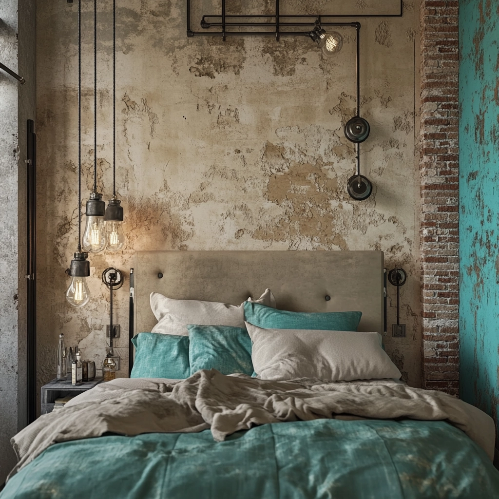 beige and turquoise bedroom 55