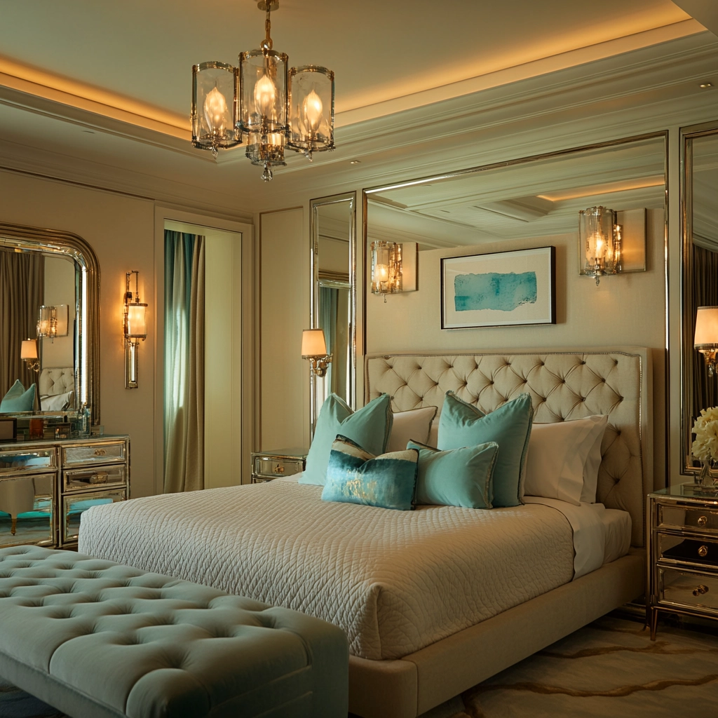 beige and turquoise bedroom 61