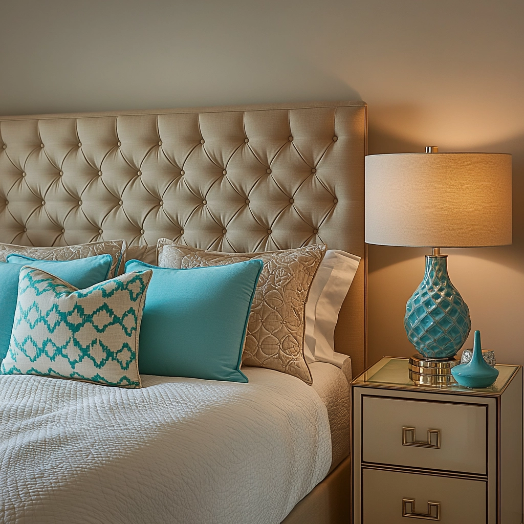 beige and turquoise bedroom 69