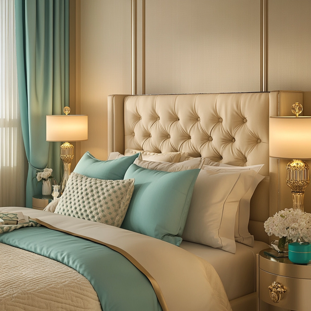 beige and turquoise bedroom 72