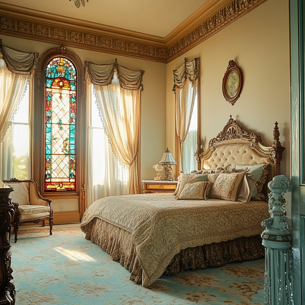beige and turquoise bedroom 75