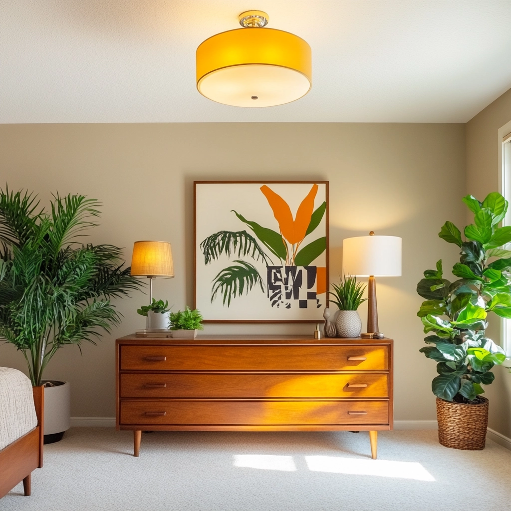 beige bedroom with plants 22