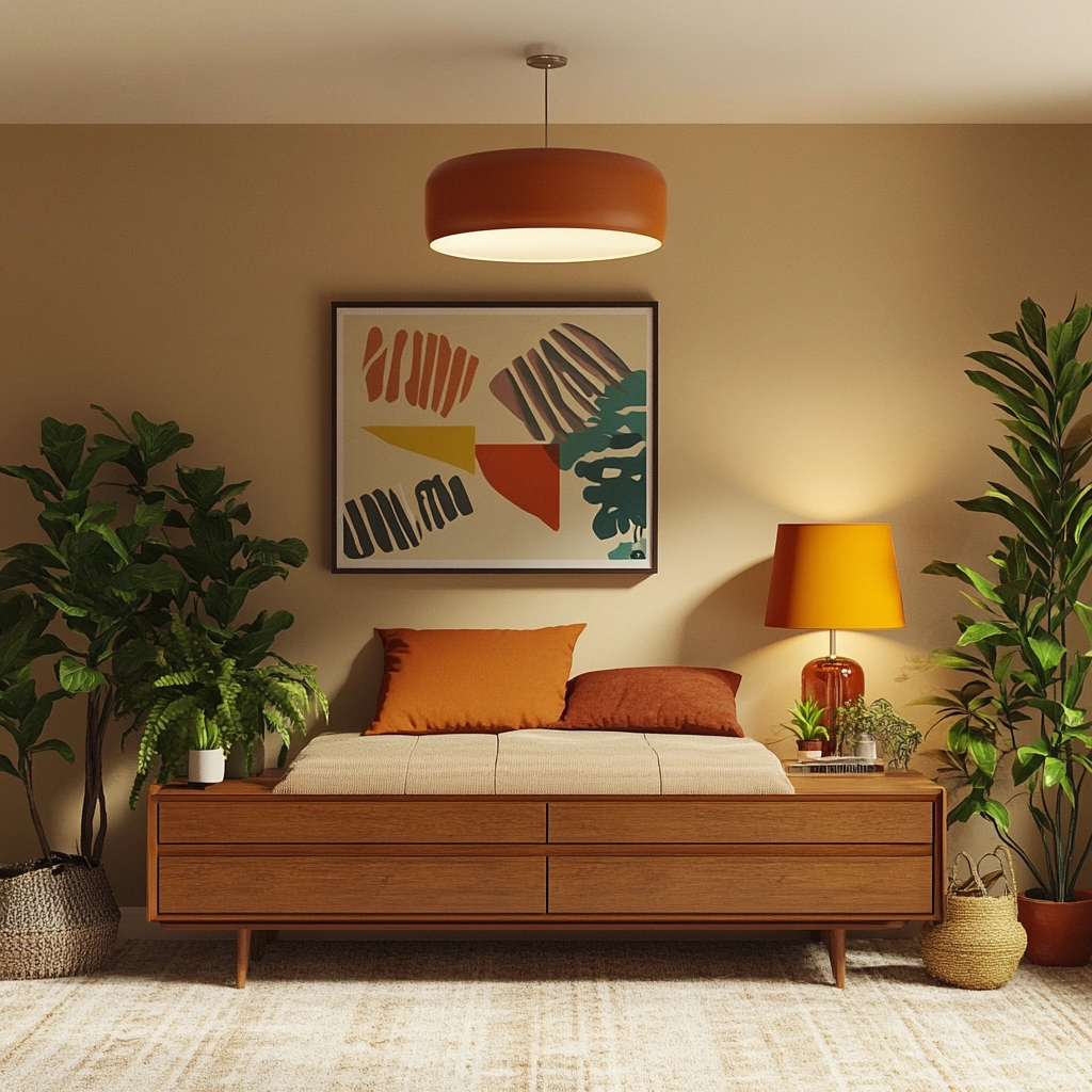 beige bedroom with plants 23