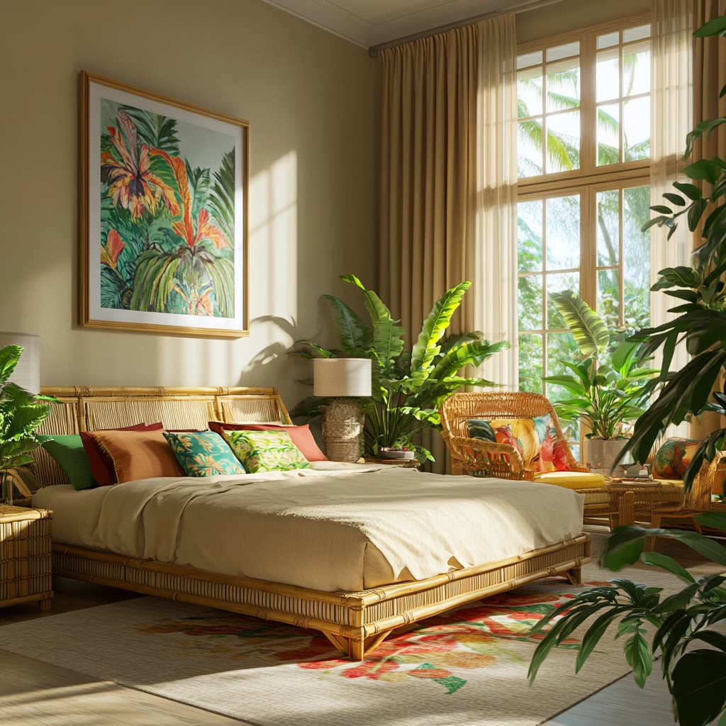 beige bedroom with plants 25