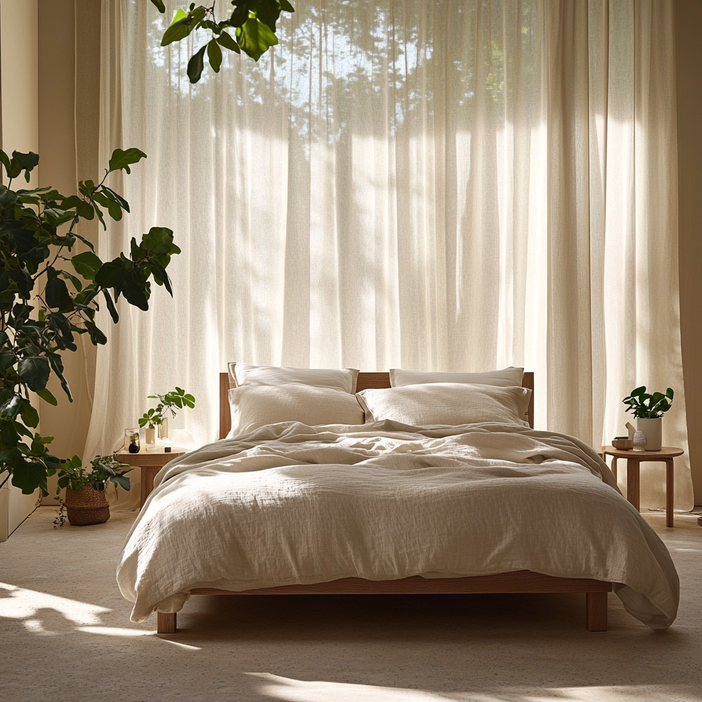 beige bedroom with plants 3