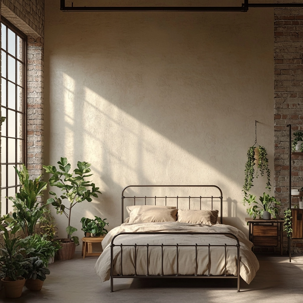 beige bedroom with plants 30