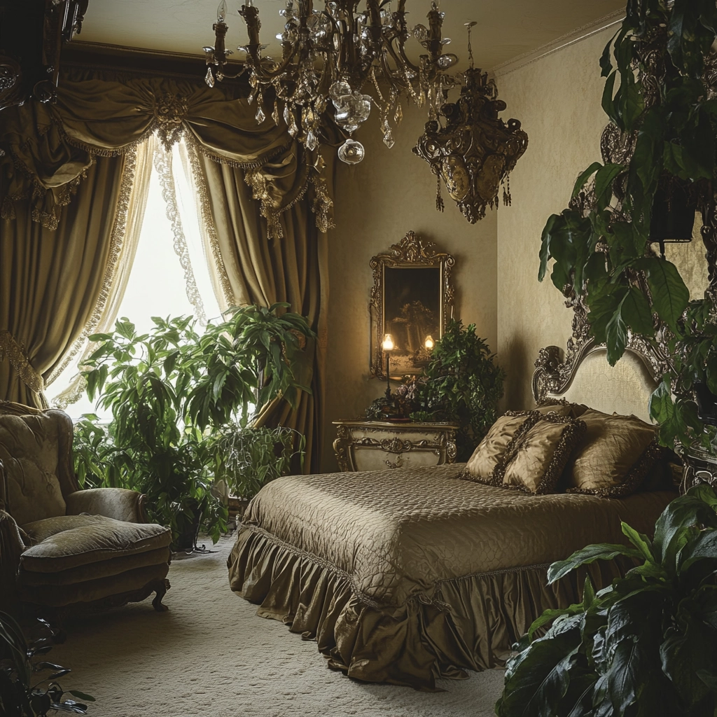 beige bedroom with plants 33