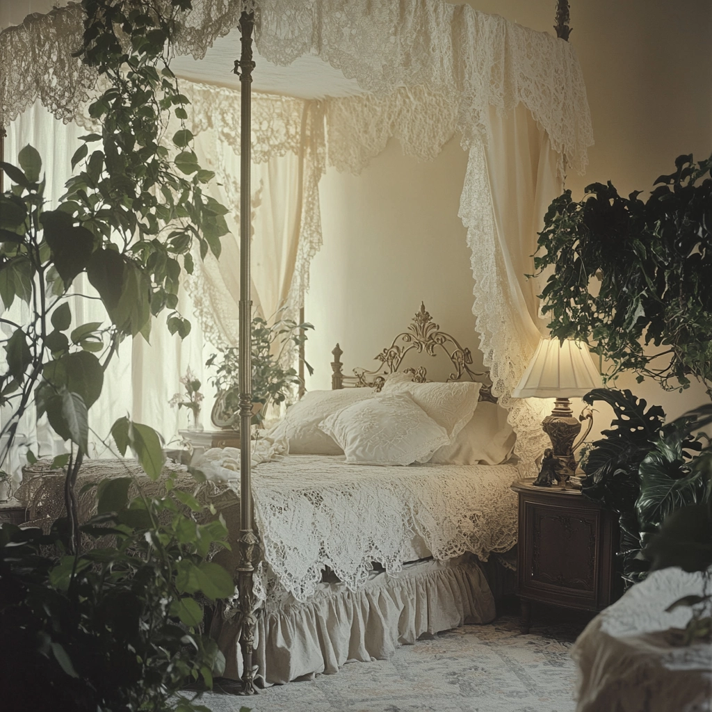 beige bedroom with plants 39