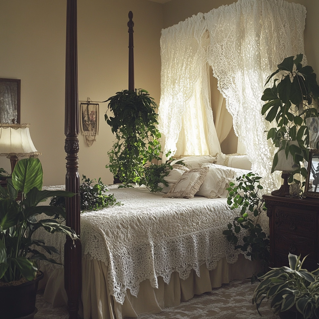 beige bedroom with plants 40