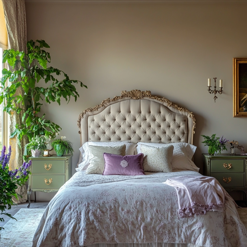 beige bedroom with plants 42