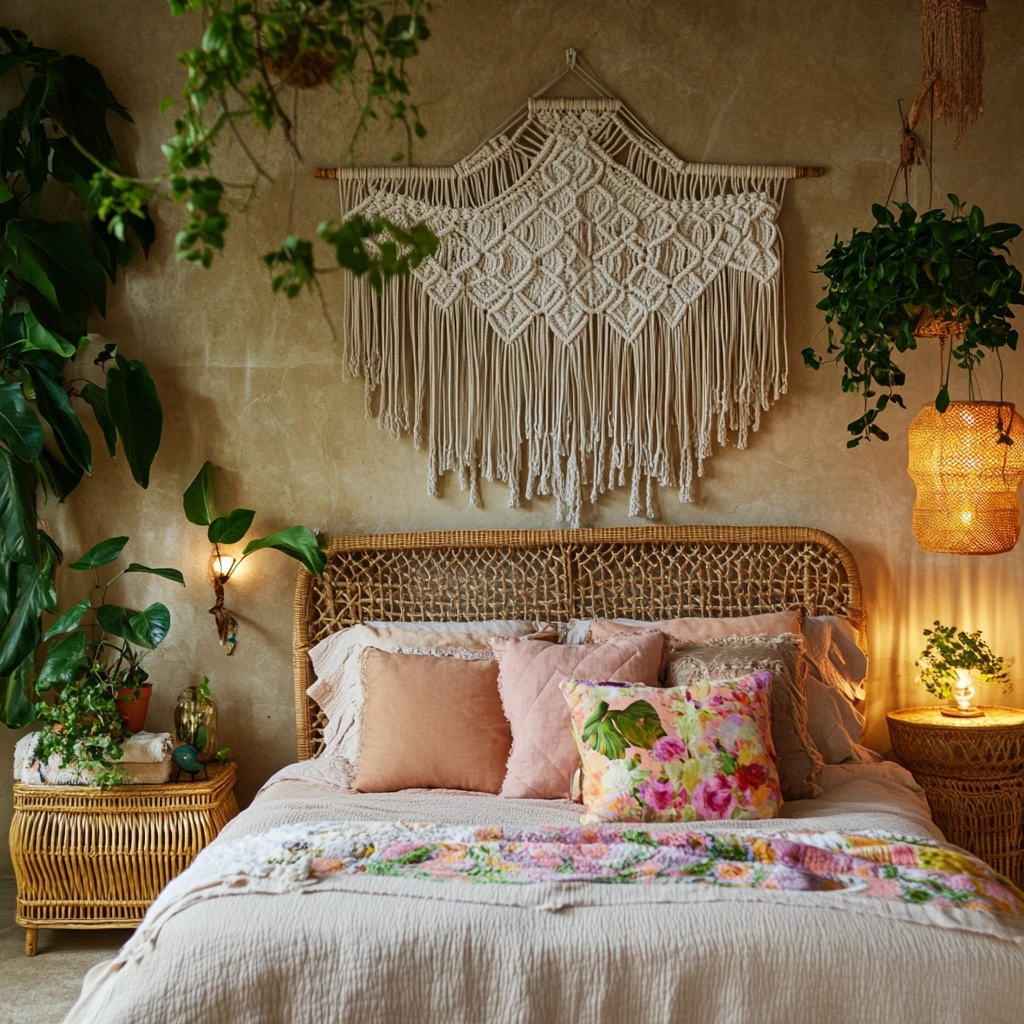 beige bedroom with plants 6