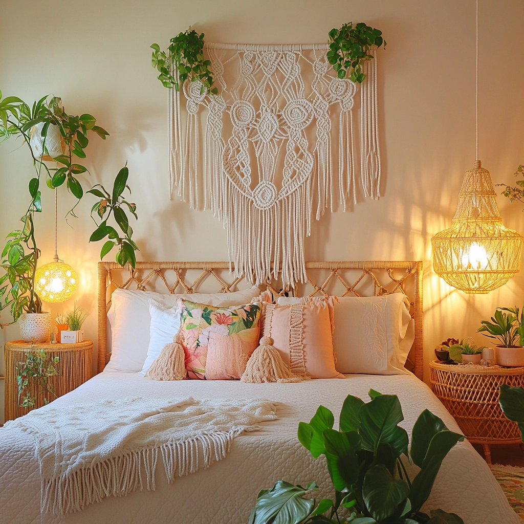 beige bedroom with plants 7