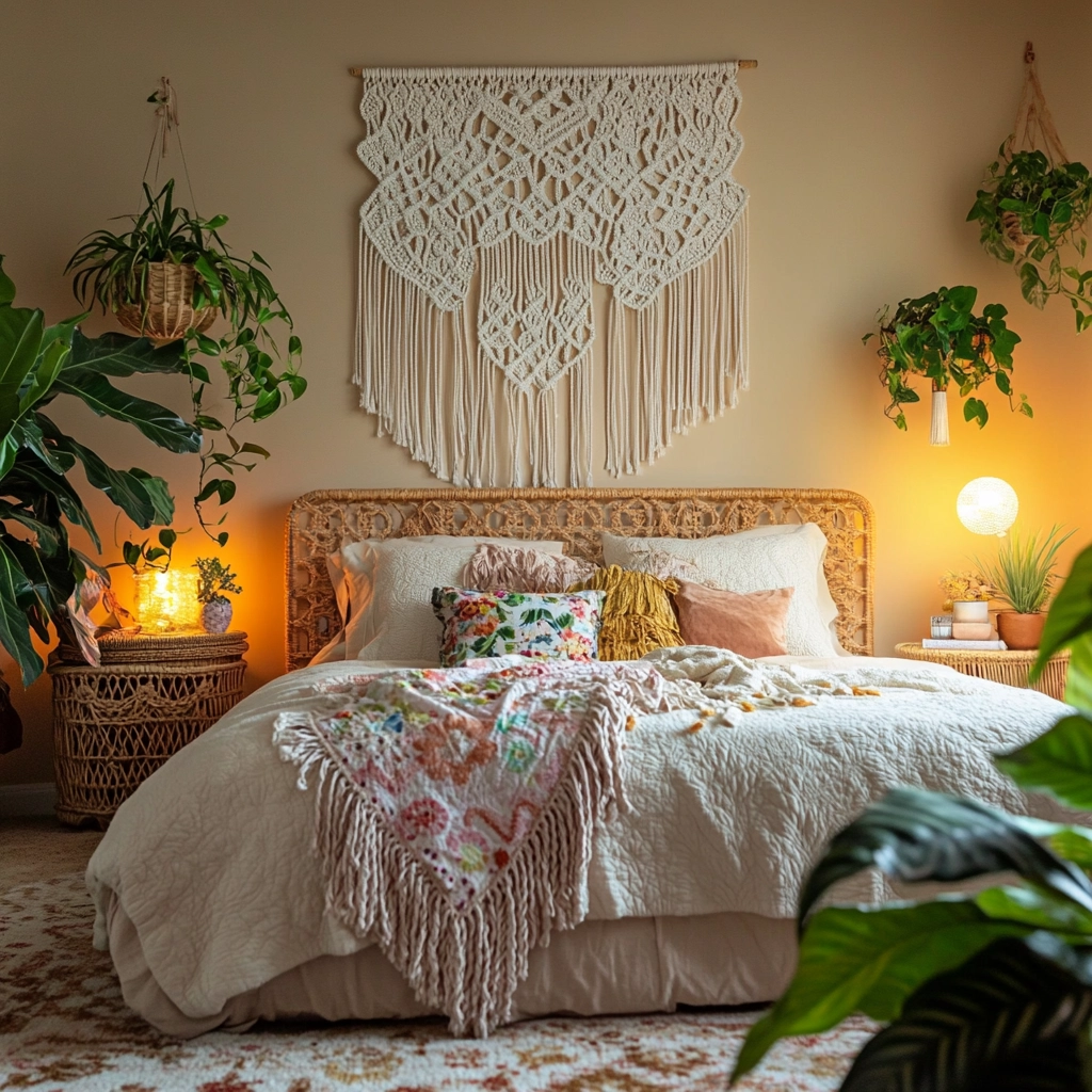 beige bedroom with plants 8