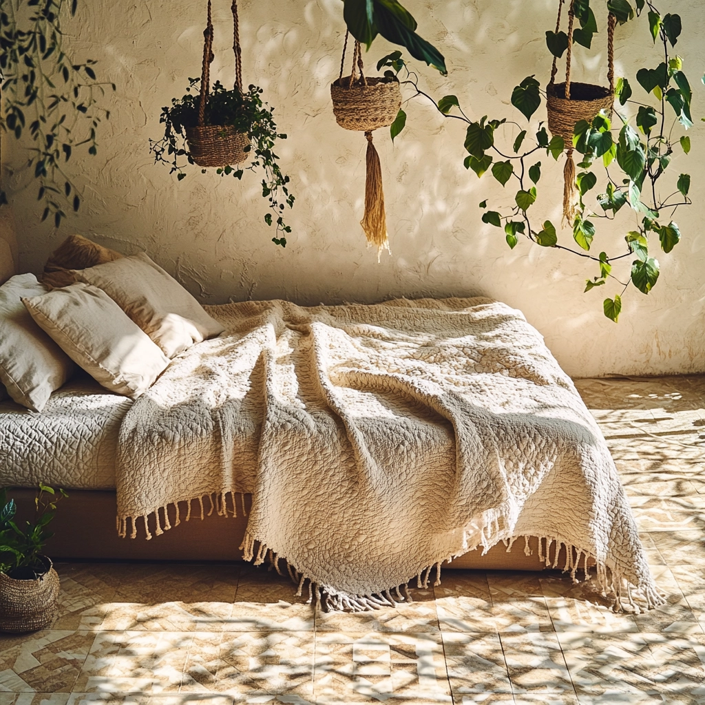 beige blanket bedroom 12