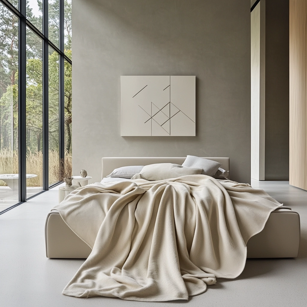 beige blanket bedroom 13