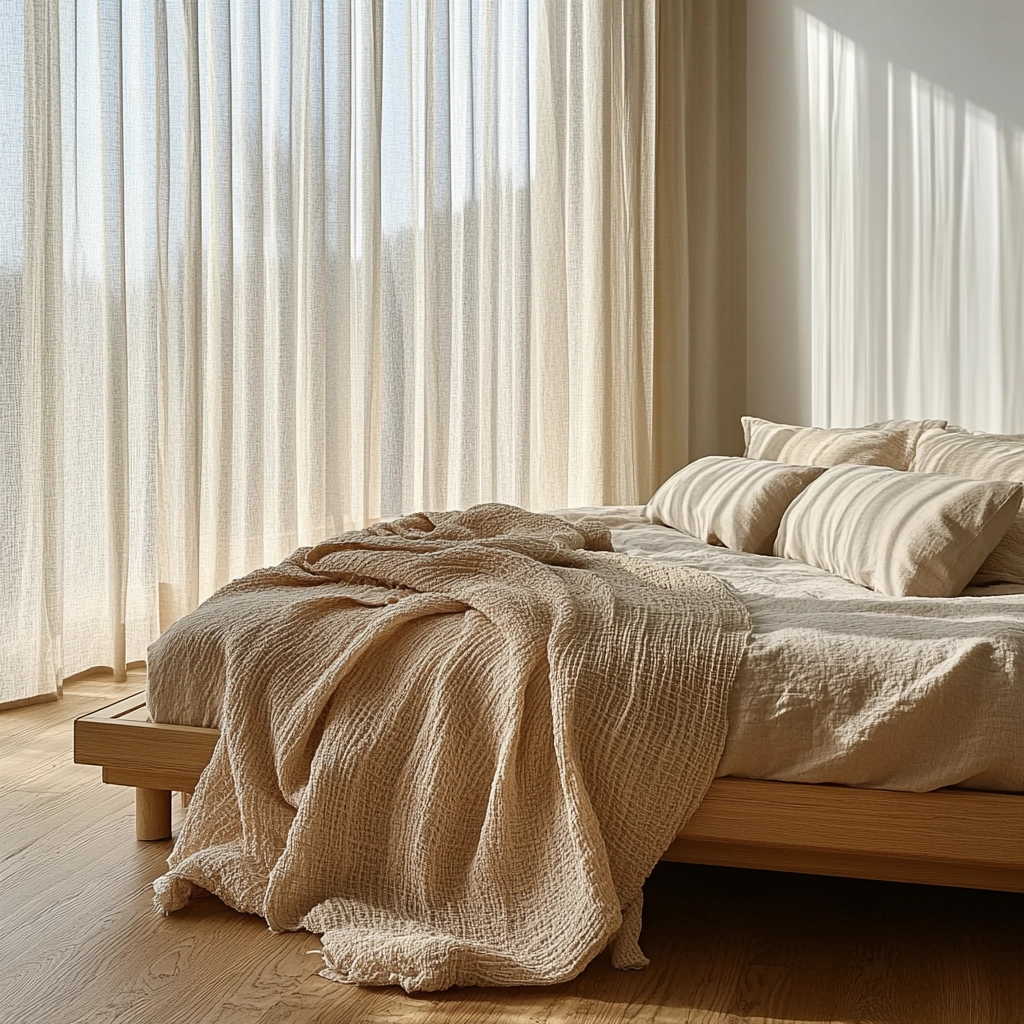 beige blanket bedroom 2