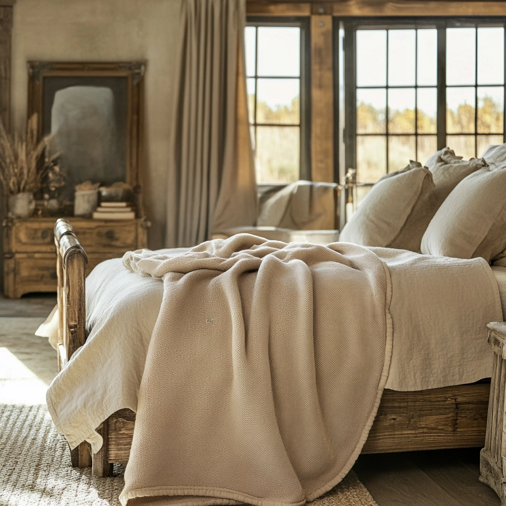 beige blanket bedroom 23