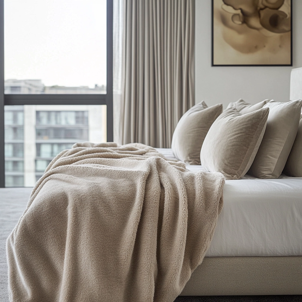 beige blanket bedroom 26