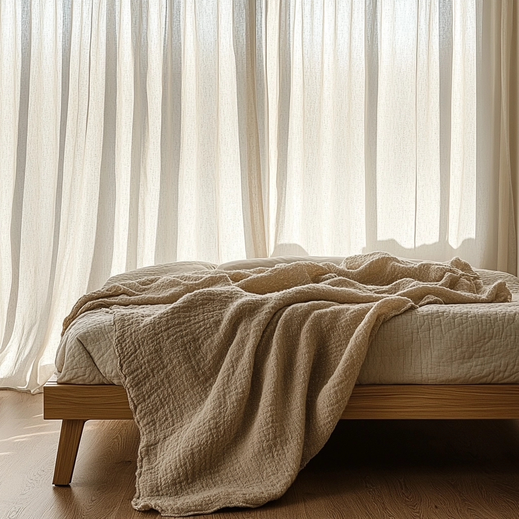 beige blanket bedroom 3