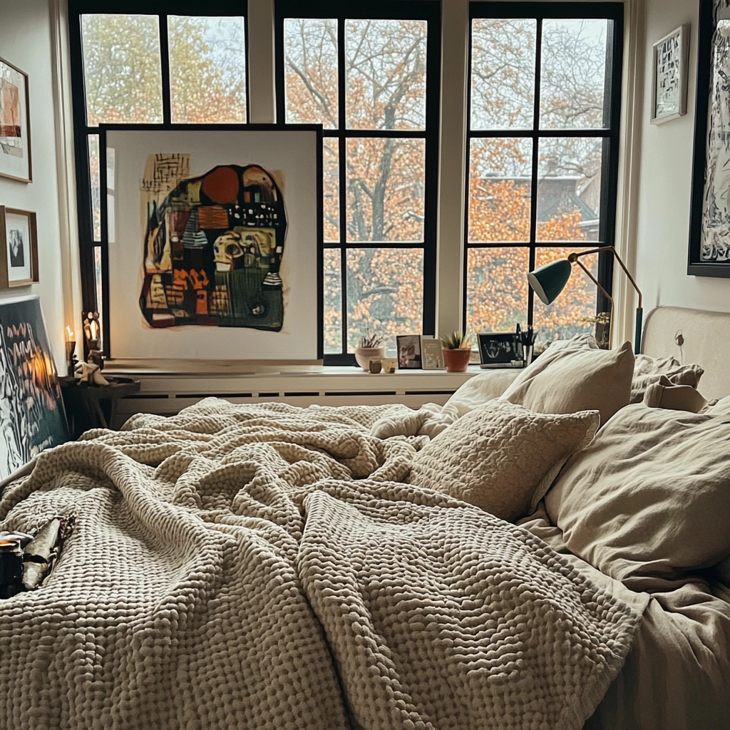 beige blanket bedroom 44