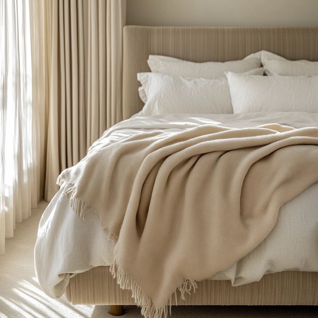 beige blanket bedroom 45
