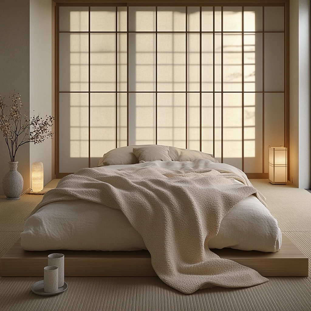 beige blanket bedroom 60