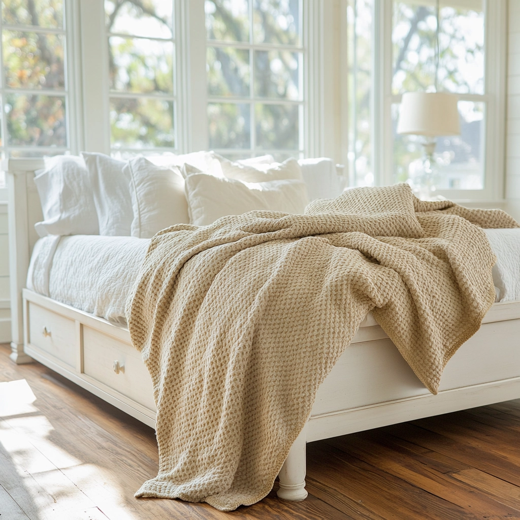 beige blanket bedroom 64