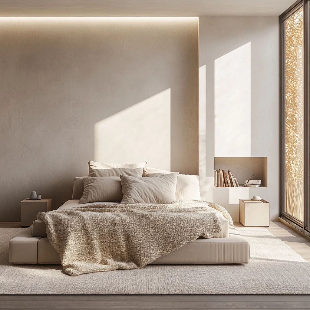 beige blanket bedroom 7