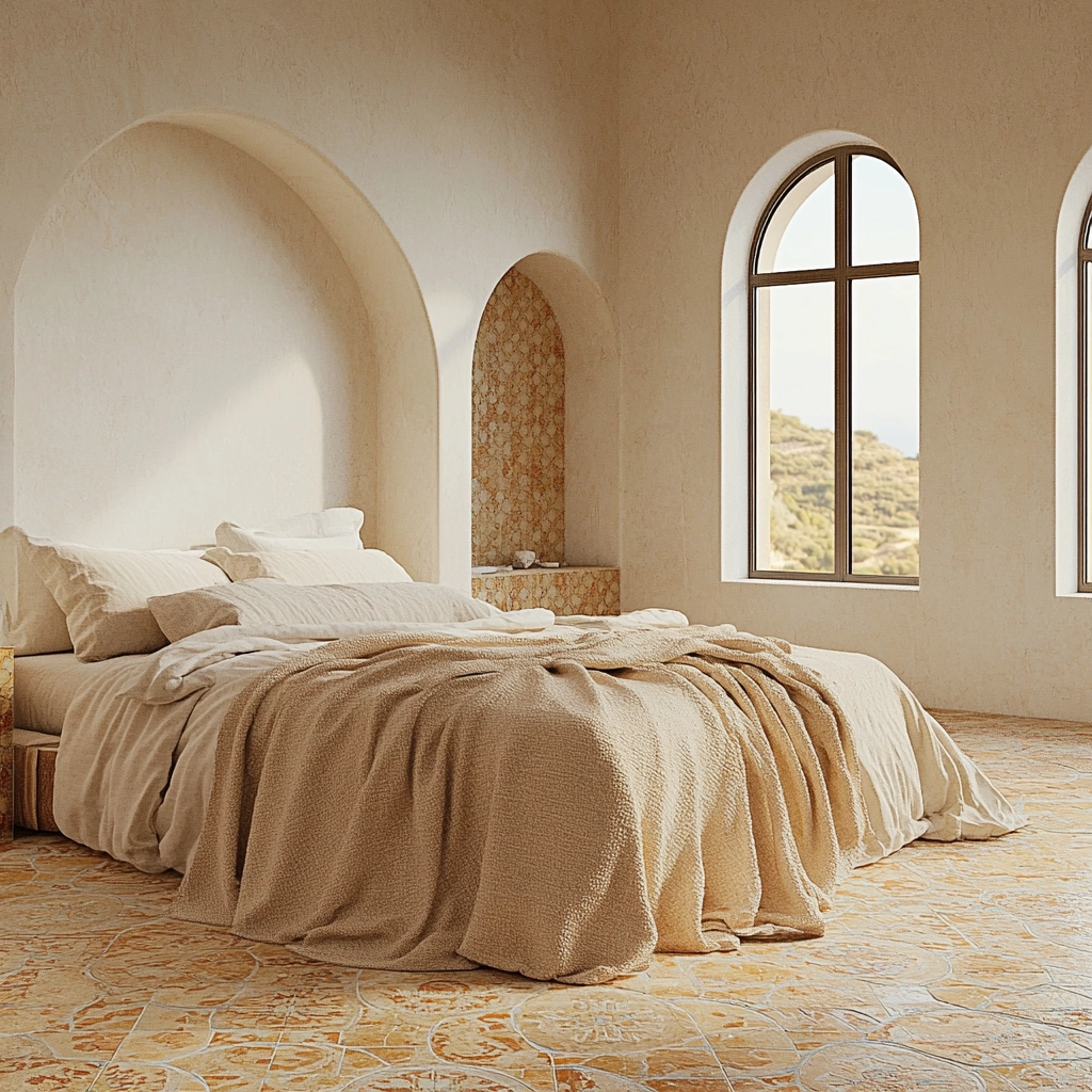 beige blanket bedroom 74