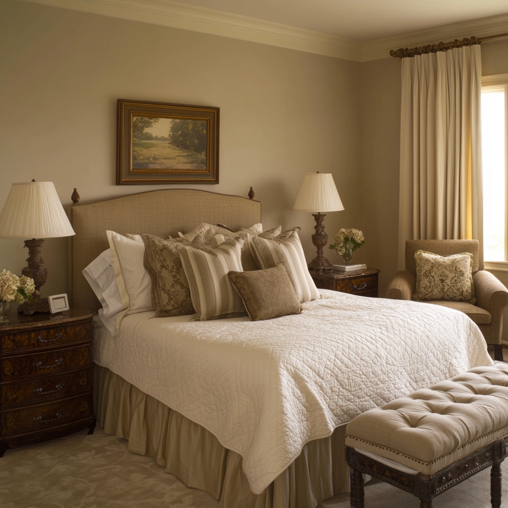 beige guest bedroom 48