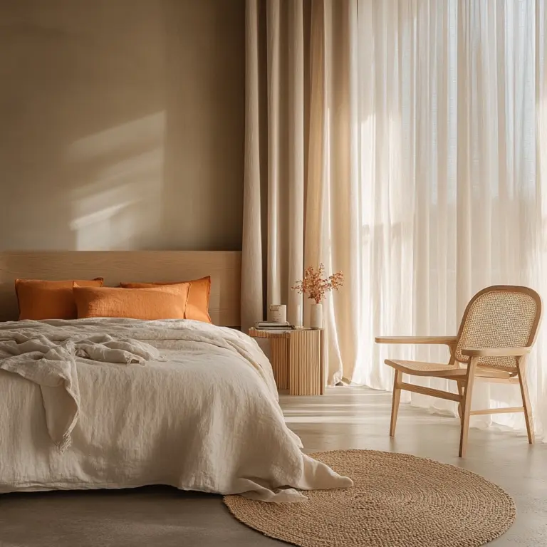 beige orange bedroom 1
