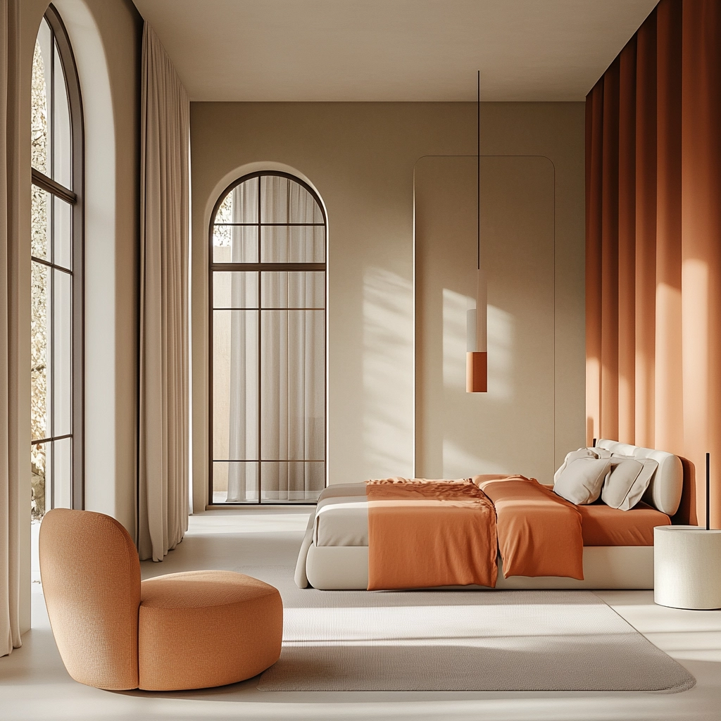 beige orange bedroom 10