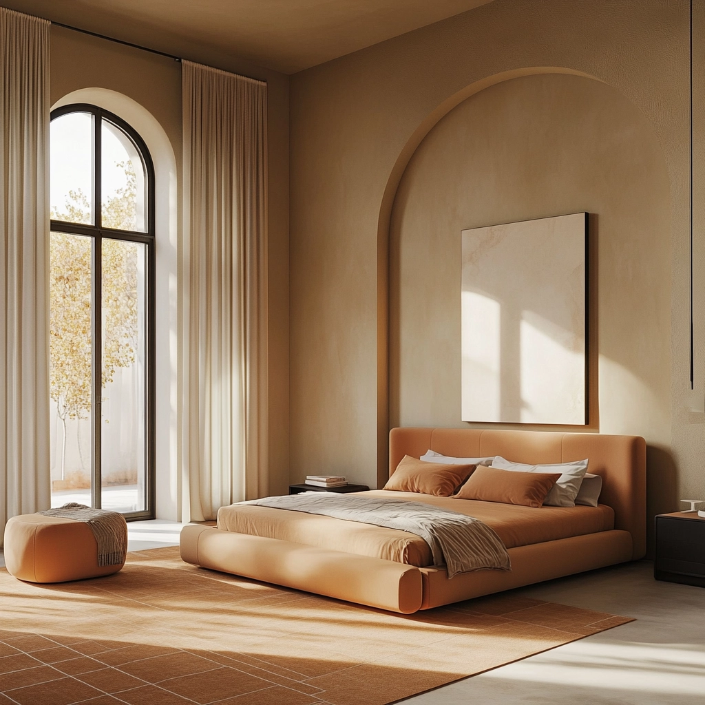 beige orange bedroom 11