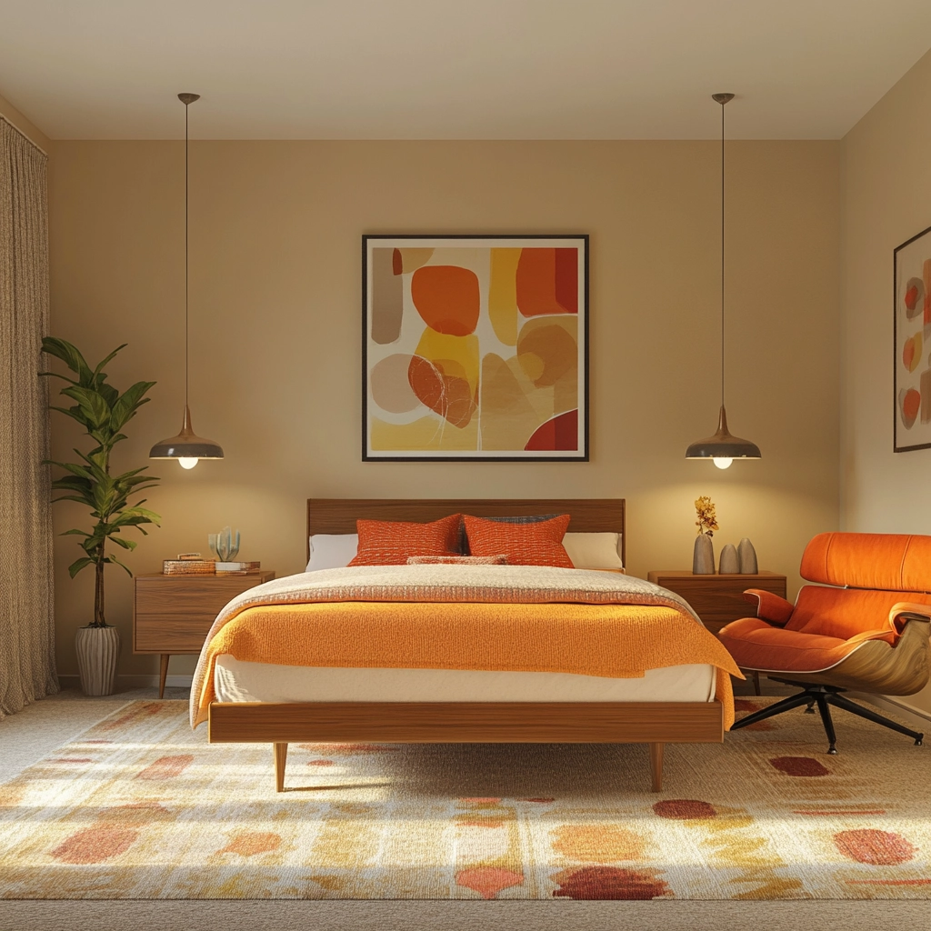 beige orange bedroom 13