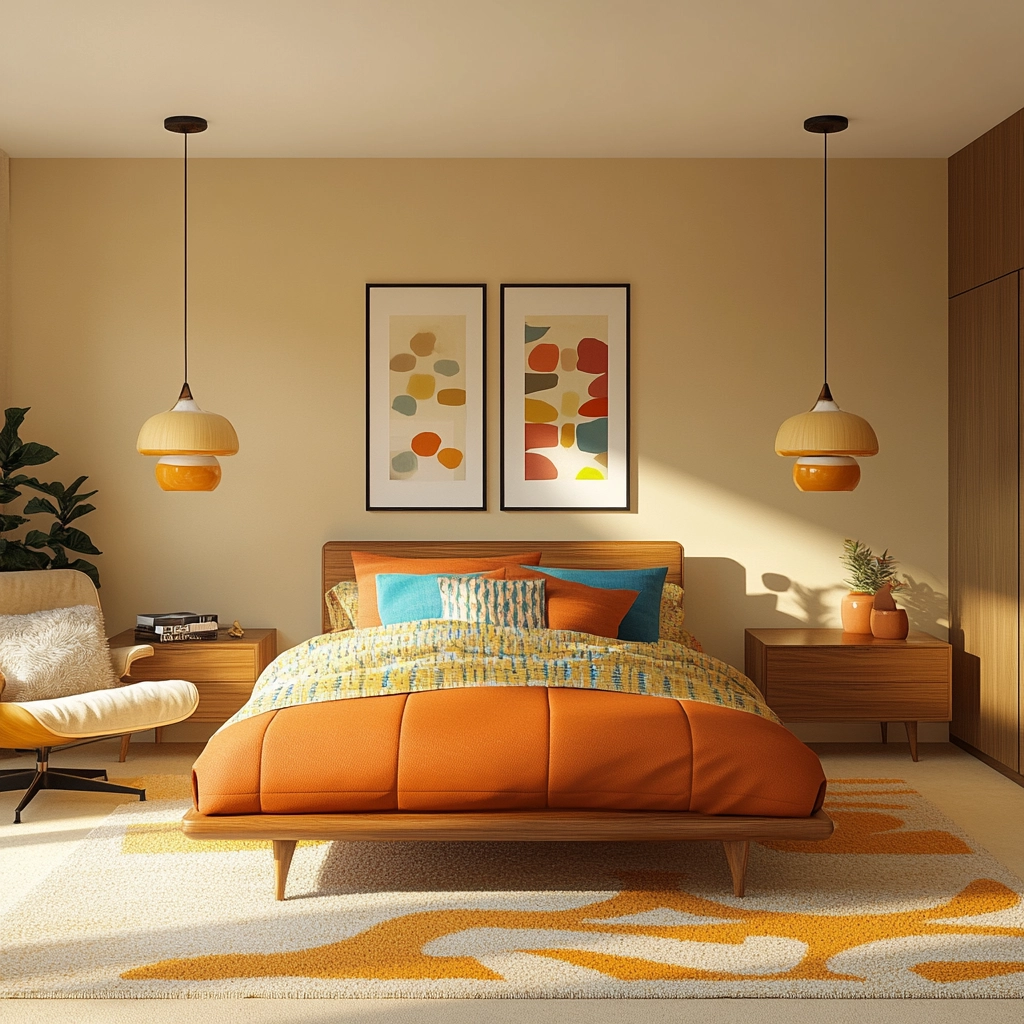 beige orange bedroom 14