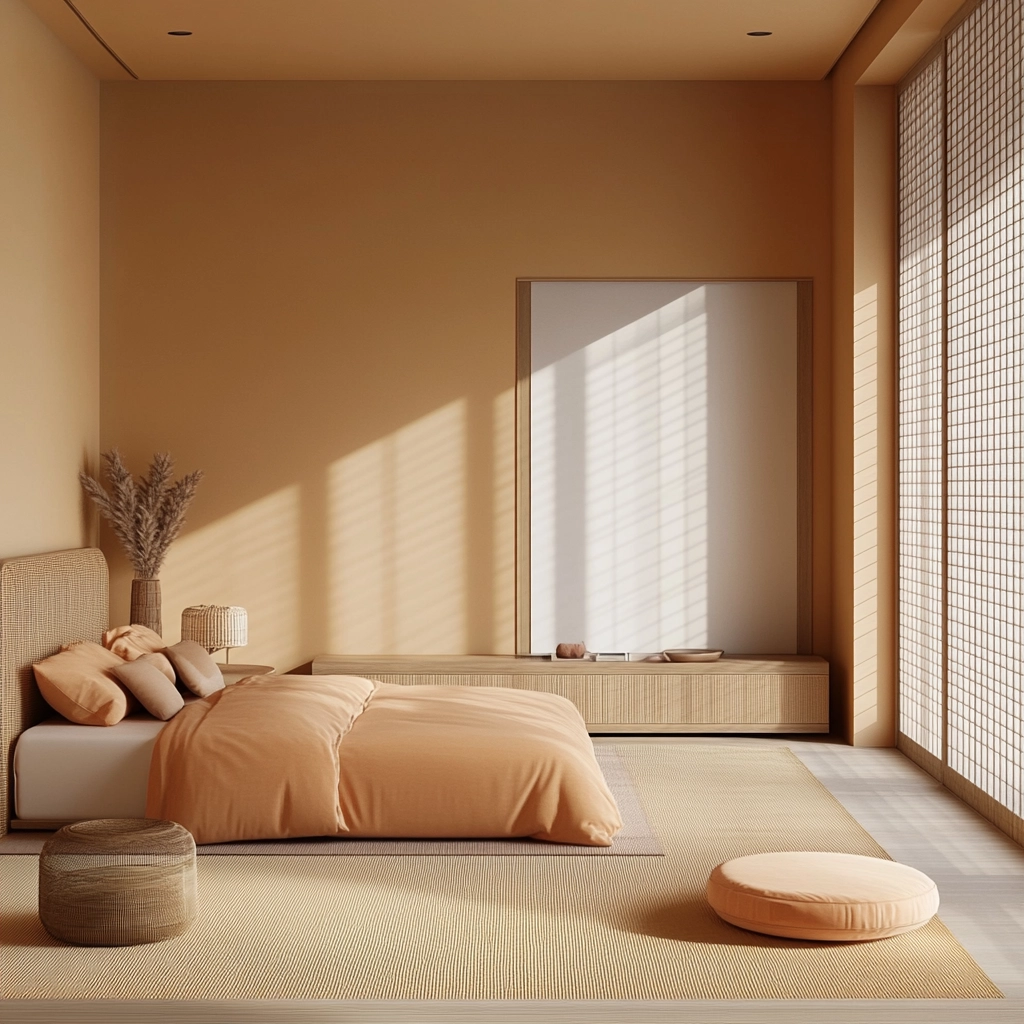 beige orange bedroom 17