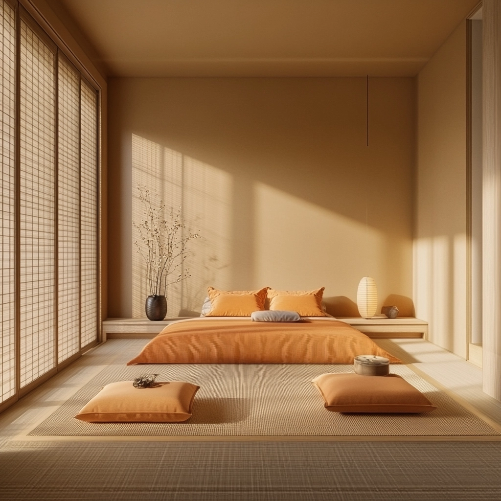 beige orange bedroom 19