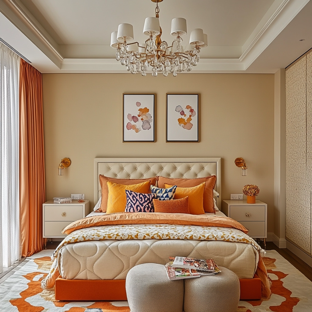 beige orange bedroom 21