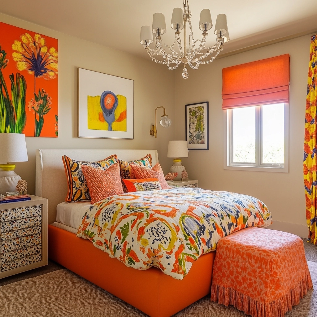 beige orange bedroom 22